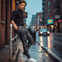 Jeans Herren schwarz Slim-Fit mit Destroyed-Details - 1 - Atelier-Zofia