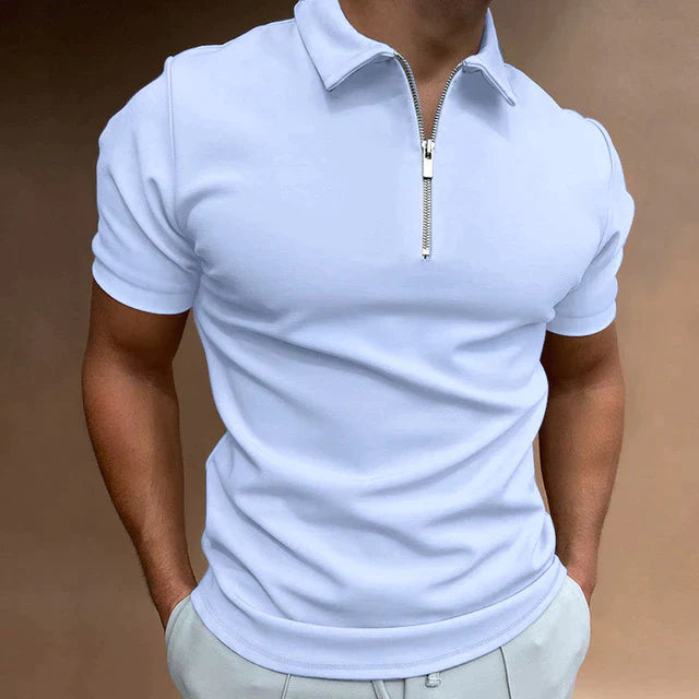 Leon – Herren Kurzarm Polo-Shirt mit Reißverschluss