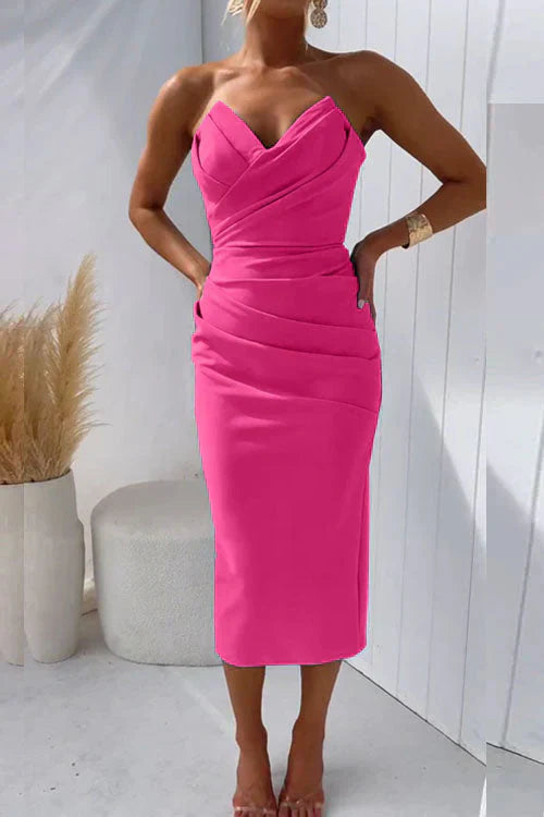 Luisa – Women Strapless Midi Dress - Image 14