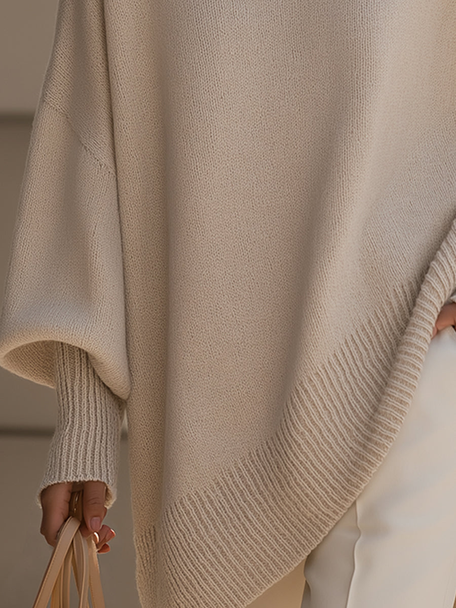 Isabella – Eleganter Damen-Strickponcho mit asymmetrischem Schnitt