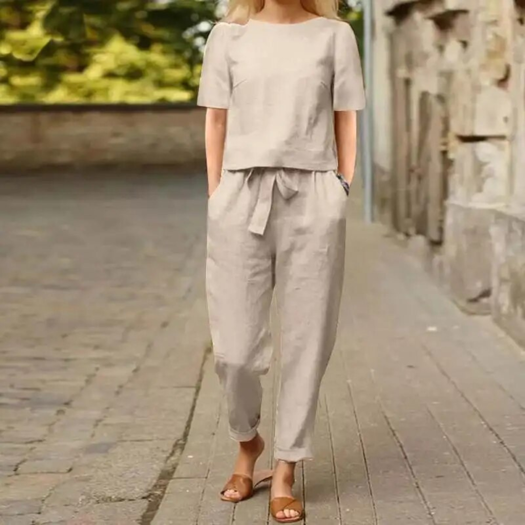 Anna – Elegantes und Bequemes Zweiteiliges Leinen-Set für Damen