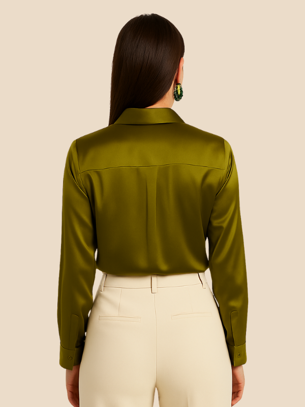 Adriana – Damen Elegante Langarmbluse mit Knopfleiste