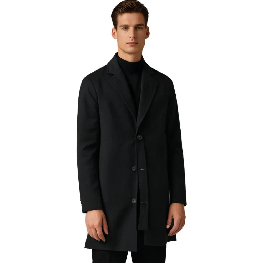 Stilvoller Herren-Wintermantel mit taillierter Passform, fallendem Revers und Knopfverschluss - J&B - 9 - Atelier-Zofia