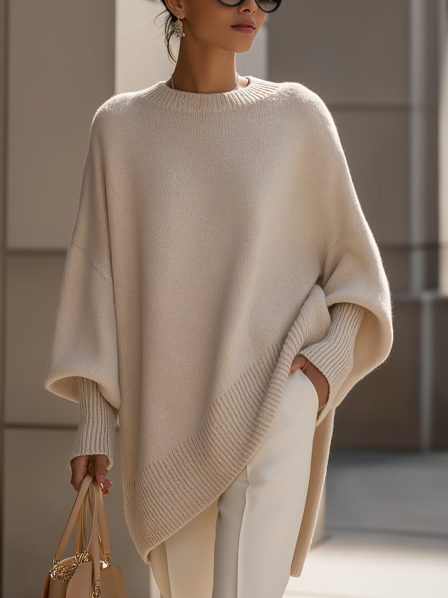 Isabella – Eleganter Damen-Strickponcho mit asymmetrischem Schnitt