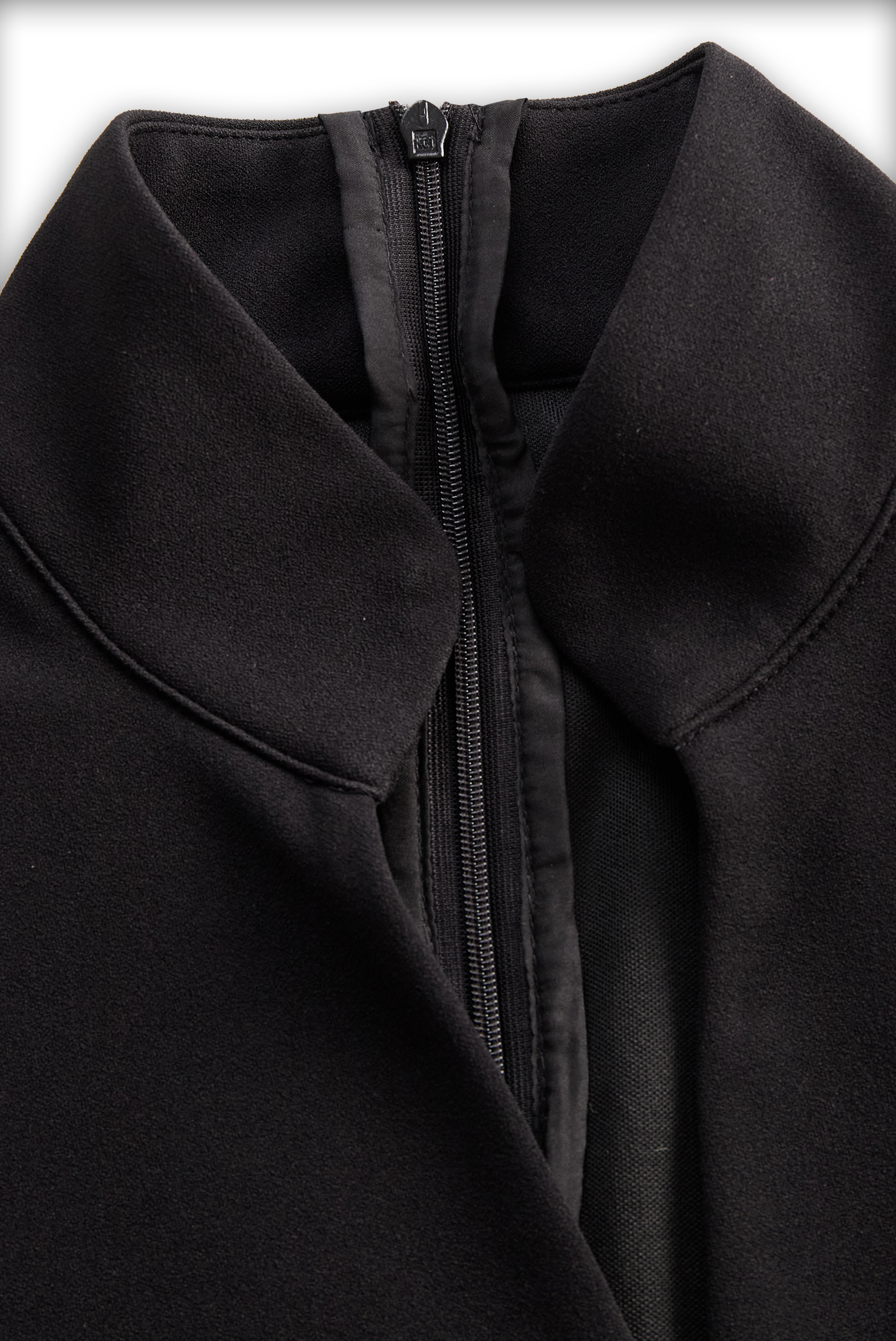 Ava – Elegant black women's dress with stand-up collar - Image 7