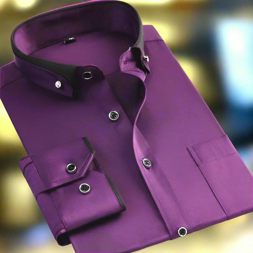 Hemd Herren Slim Fit mit kontrastierendem Kragen und Knopfdetails - 7 - Atelier-Zofia
