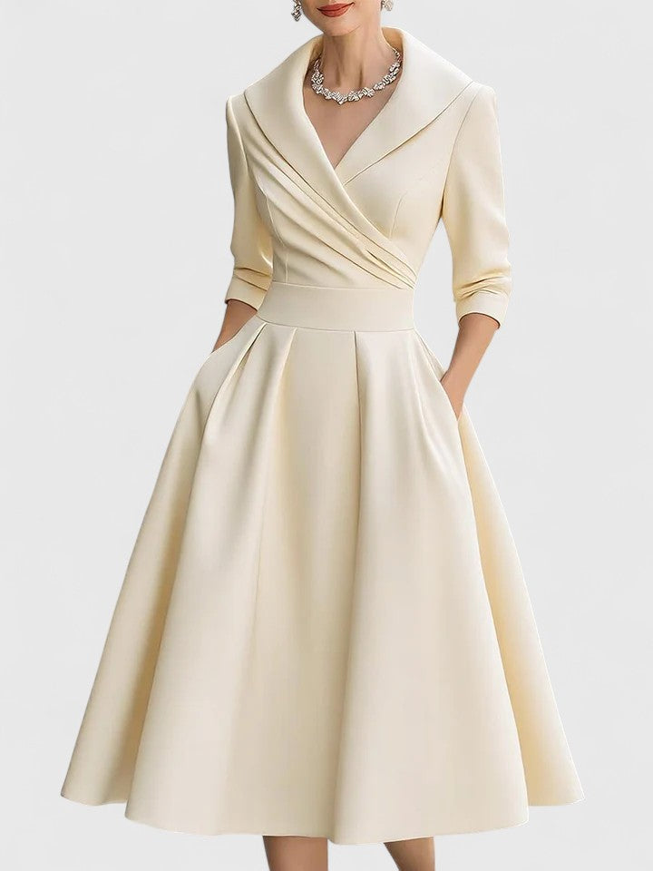 Ewelina – Elegantes Damen-Midikleid mit Wickeloberteil