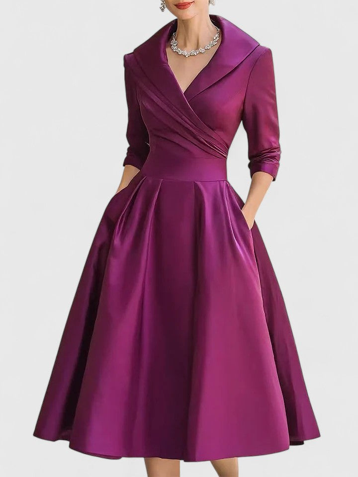 Ewelina – Elegantes Damen-Midikleid mit Wickeloberteil
