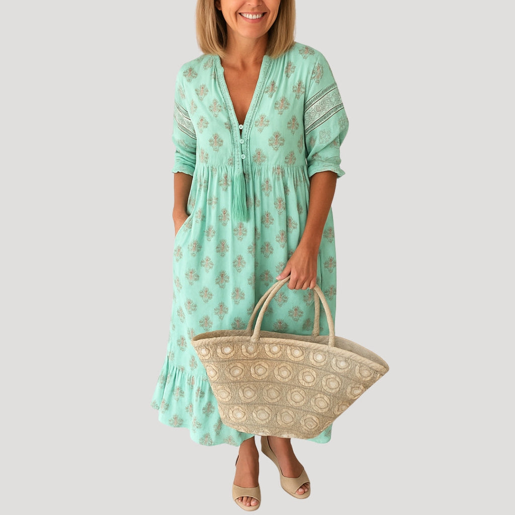 Johanna – Women's  midi dress boho beach style with pockets - Image 3
