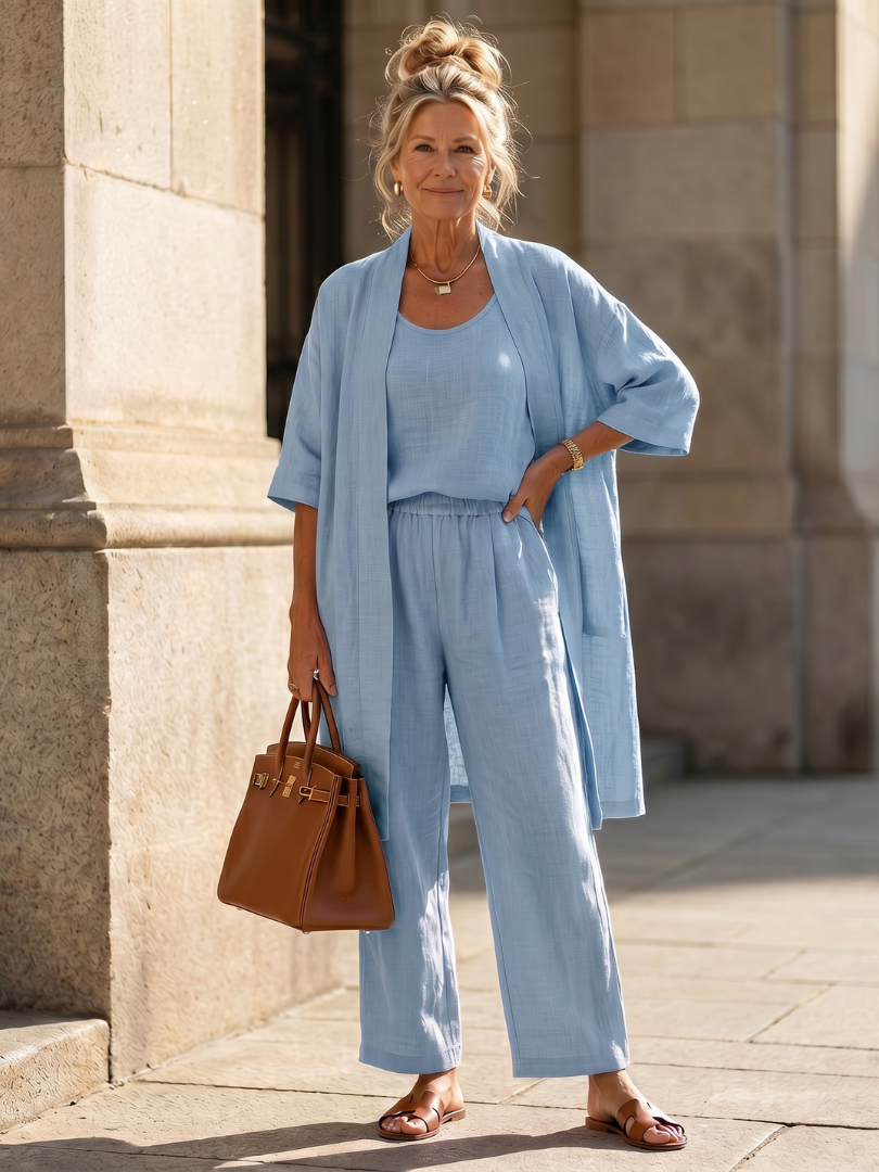 Elegantes Damen Outfit mit lockerem Oberteil und bequemen Hosen – J&B - 10 - Atelier-Zofia