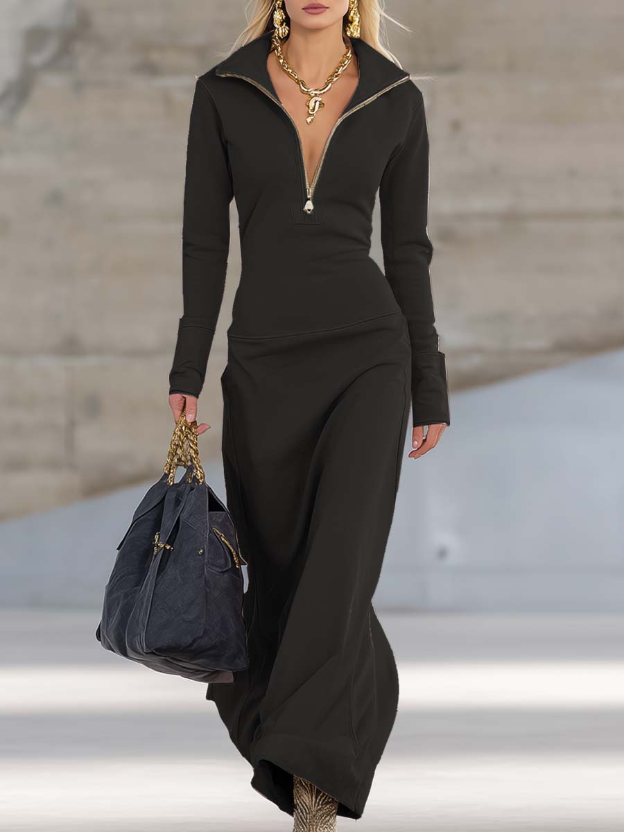 Lena – Eleganter Damen-Jumpsuit mit Reißverschlusskragen