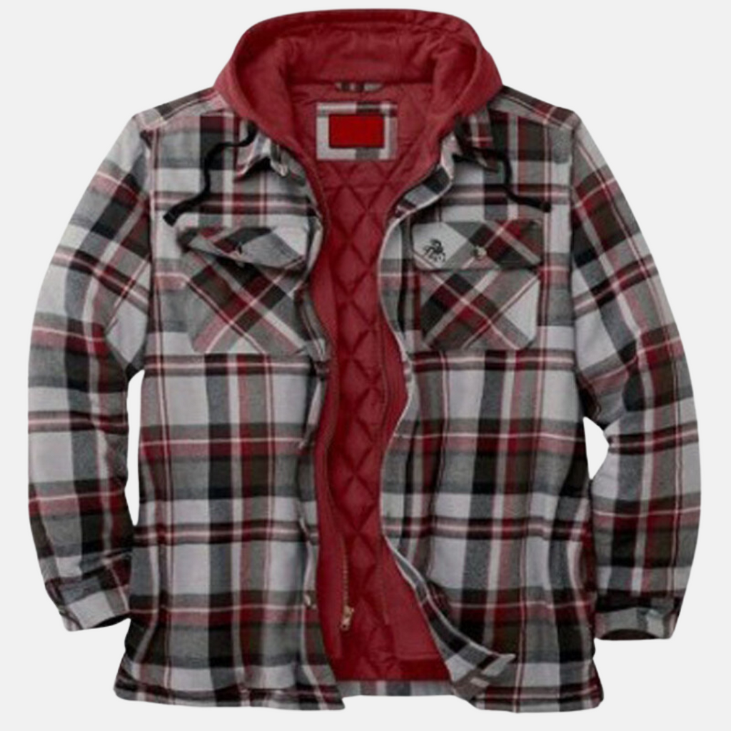 Herren Karo-Jackett mit Kapuze und Knopfverschluss - J&B - 2 - Atelier-Zofia