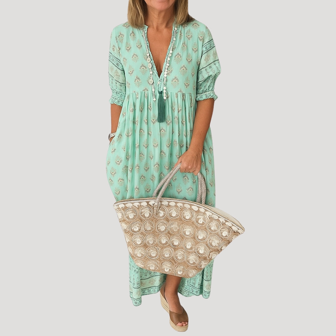 Johanna – Women's  midi dress boho beach style with pockets - Image 5