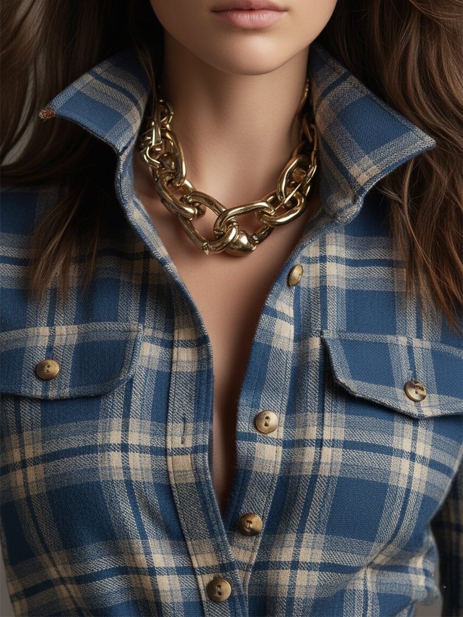 Helena – Kariertes Maxi-Hemdkleid