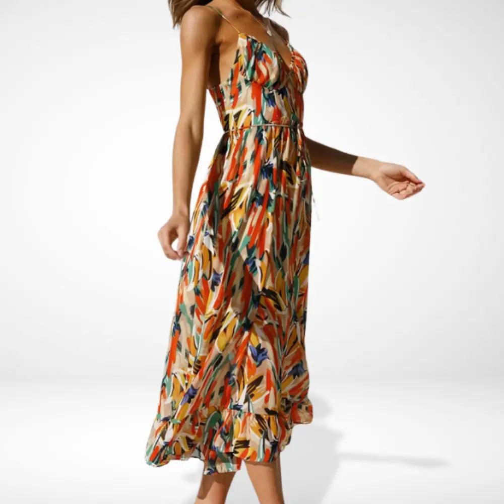 Emma – Elegant Printed with straps Dress for Women - Image 4