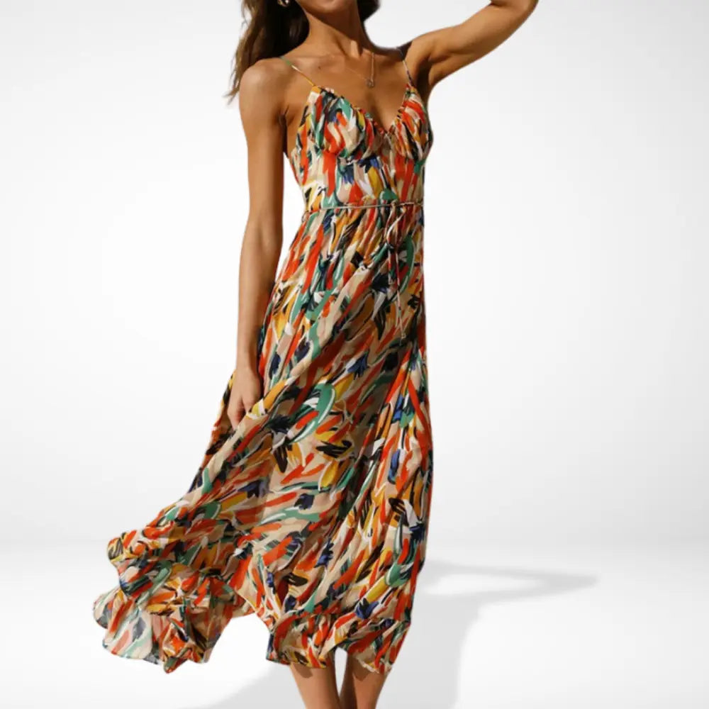 Emma – Elegant Printed with straps Dress for Women - Image 6