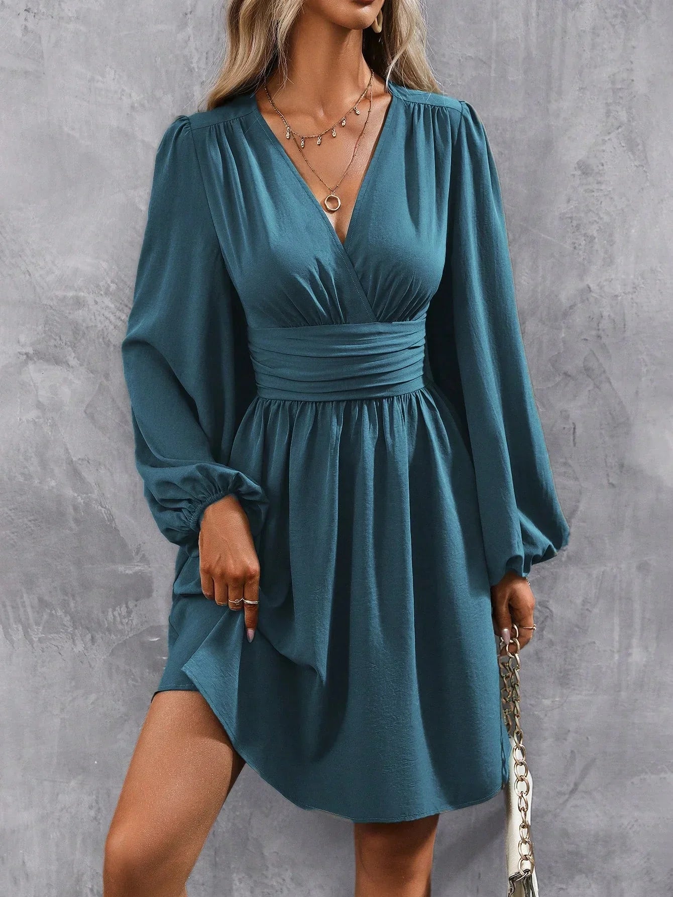 Julia – Women V-Neck Long Sleeve Dress - Image 3
