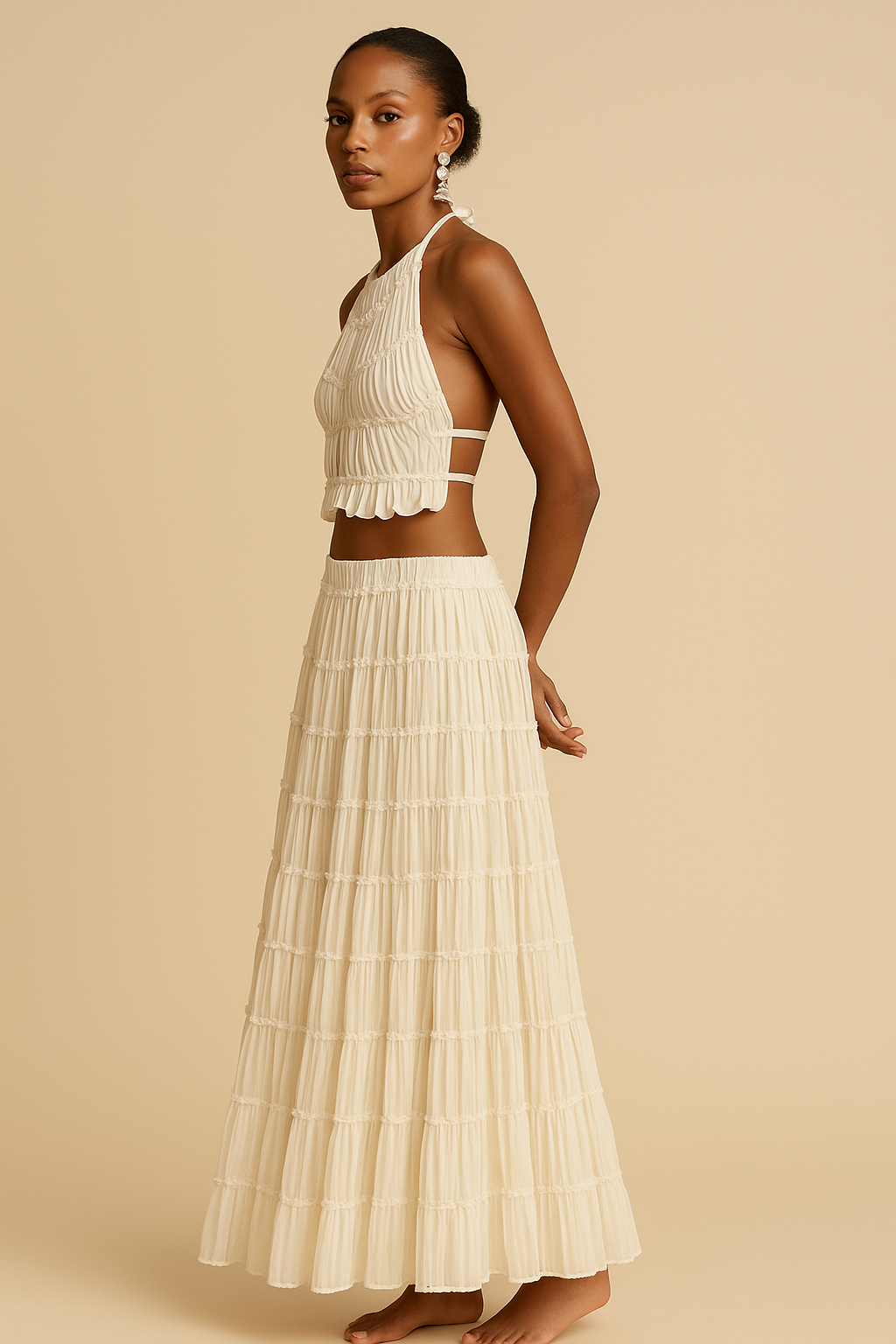Yvonne – Elegant Two-Piece Set Pleated Dress for Women - Image 4