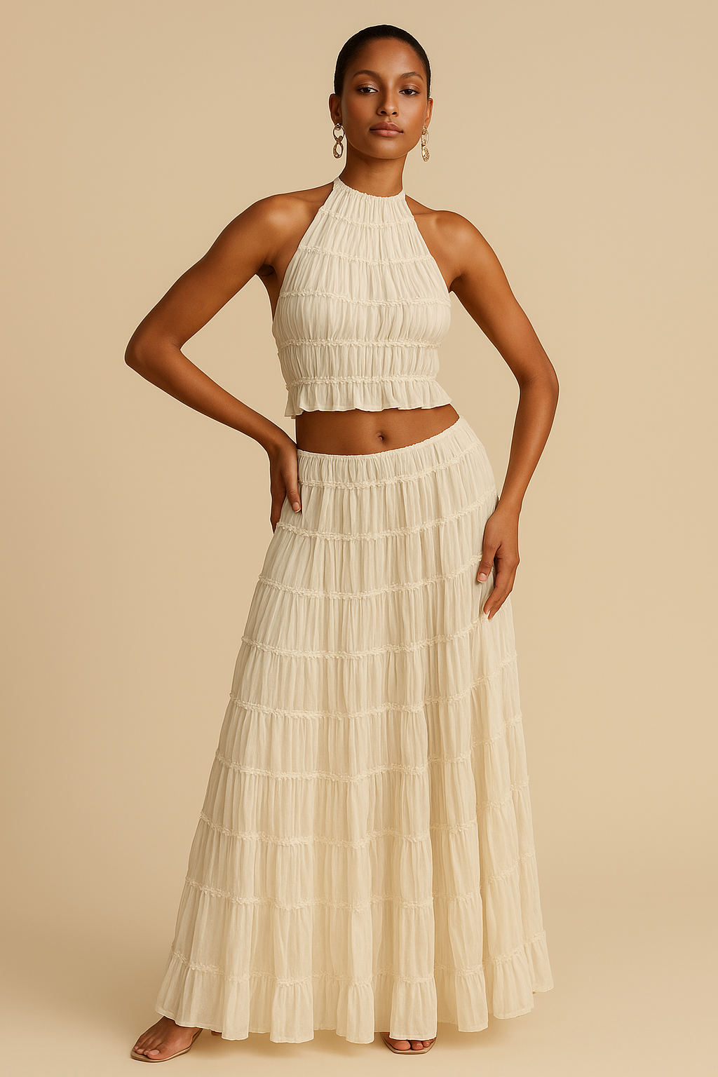 Yvonne – Elegant Two-Piece Set Pleated Dress for Women - Image 6