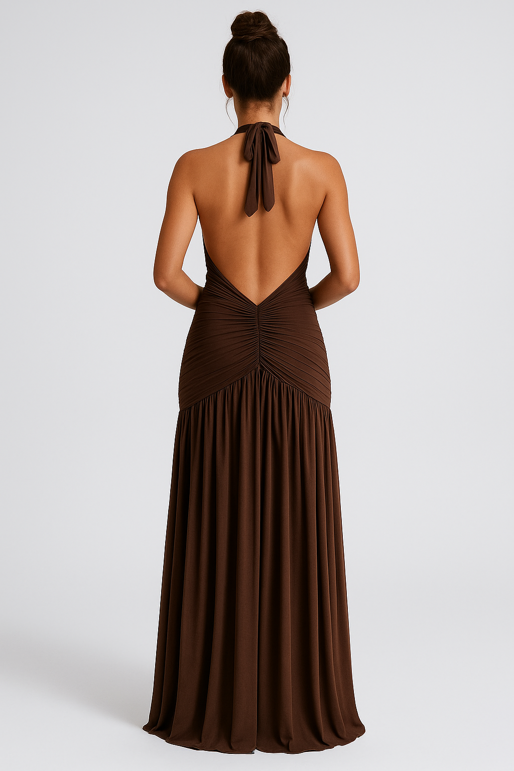 Vanessa – Elegant Pleated Split Halter Dress for Women - Image 1