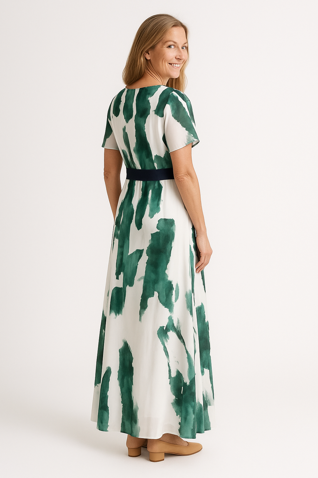 Anja – Elegant Flutter Sleeve Belted Dress for Women - Image 3