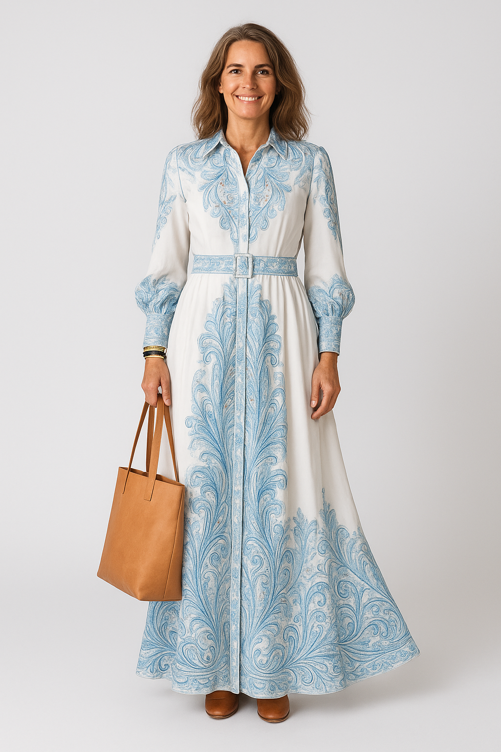 Andrea – High Neck Printed Long Sleeve Dress for Women - Image 1