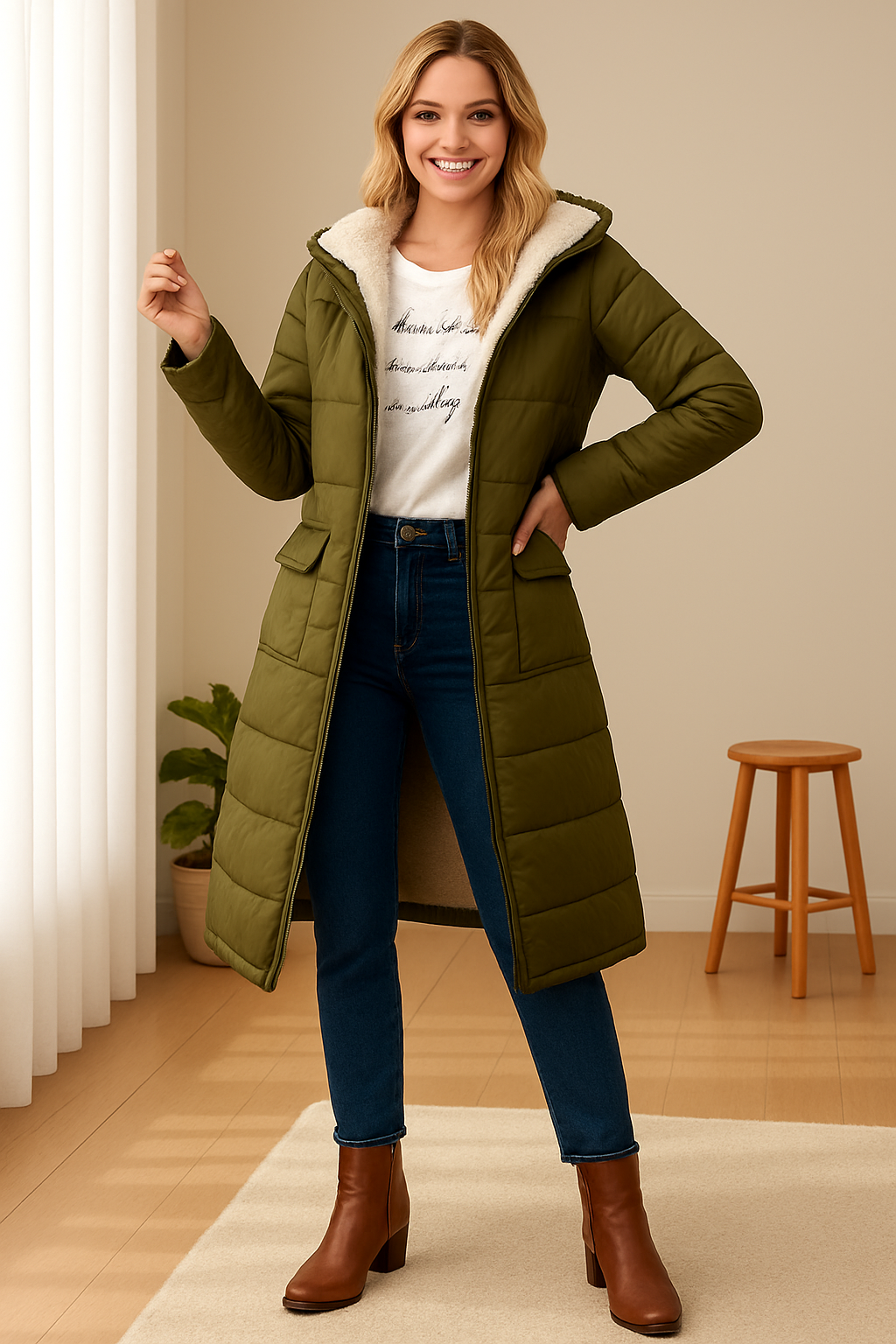 Damen Daunenjacke mit Kapuze und weichem Innenfutter | A&Z - 1 - Atelier-Zofia