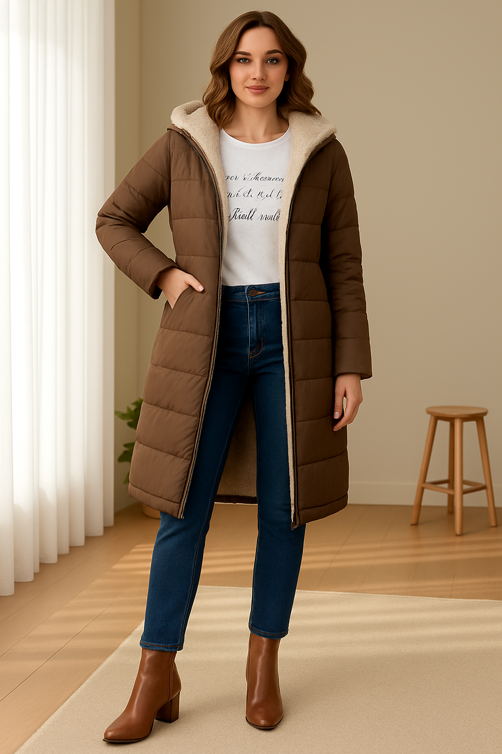 Damen Daunenjacke mit Kapuze und weichem Innenfutter | A&Z - 2 - Atelier-Zofia