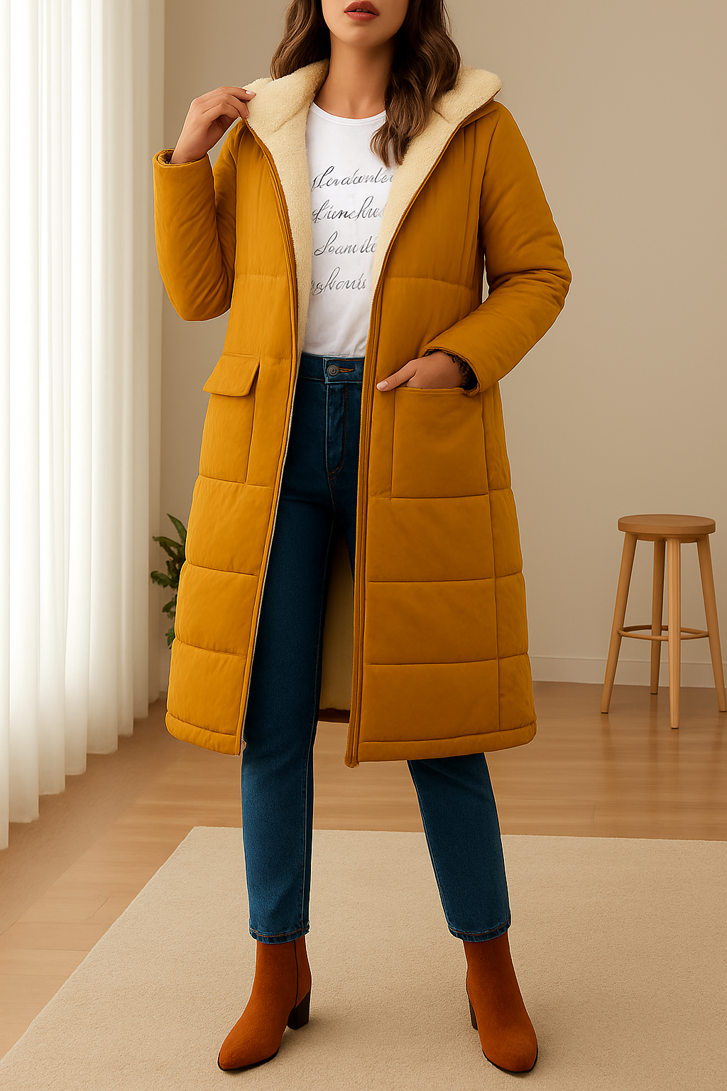 Damen Daunenjacke mit Kapuze und weichem Innenfutter | A&Z - 3 - Atelier-Zofia