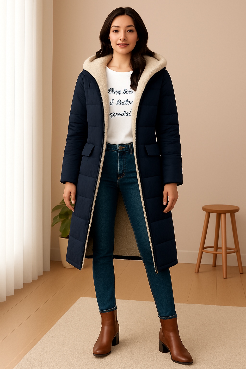 Damen Daunenjacke mit Kapuze und weichem Innenfutter | A&Z - 4 - Atelier-Zofia