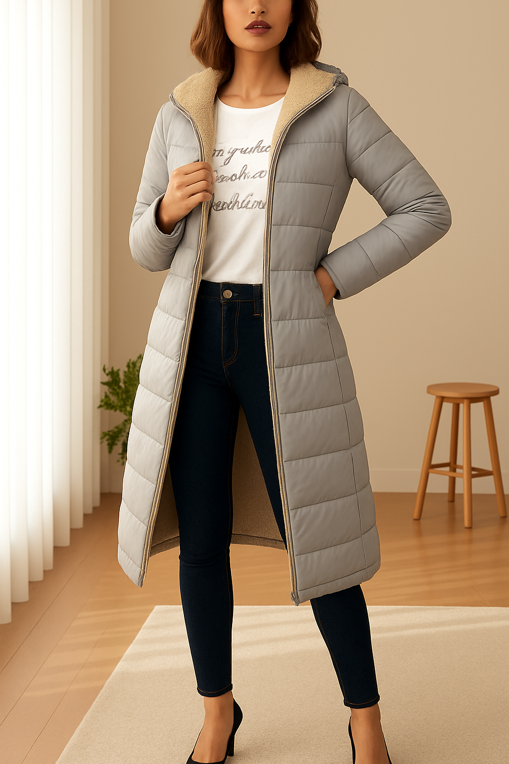 Damen Daunenjacke mit Kapuze und weichem Innenfutter | A&Z - 5 - Atelier-Zofia