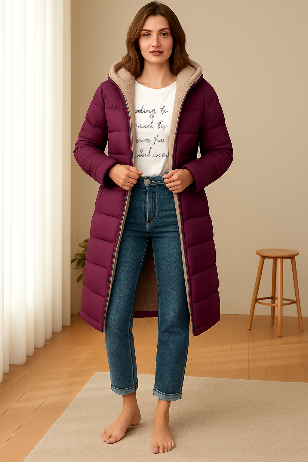 Damen Daunenjacke mit Kapuze und weichem Innenfutter | A&Z - 6 - Atelier-Zofia