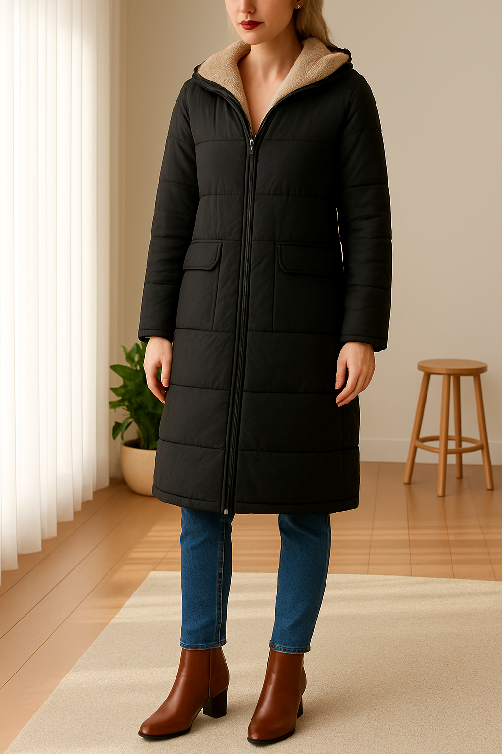 Damen Daunenjacke mit Kapuze und weichem Innenfutter | A&Z - 7 - Atelier-Zofia