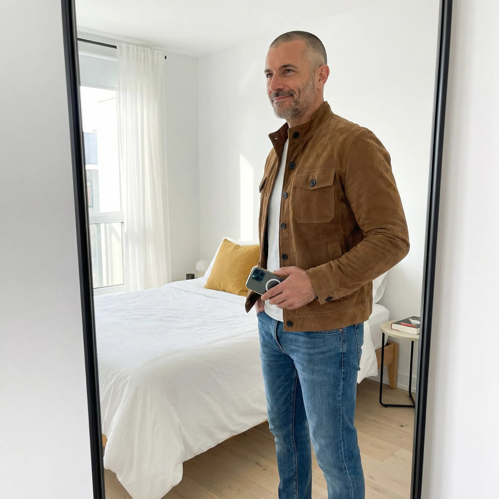 Herren Utility-Jacke im lässigen Design mit Knopfverschluss - J&B - 8 - Atelier-Zofia