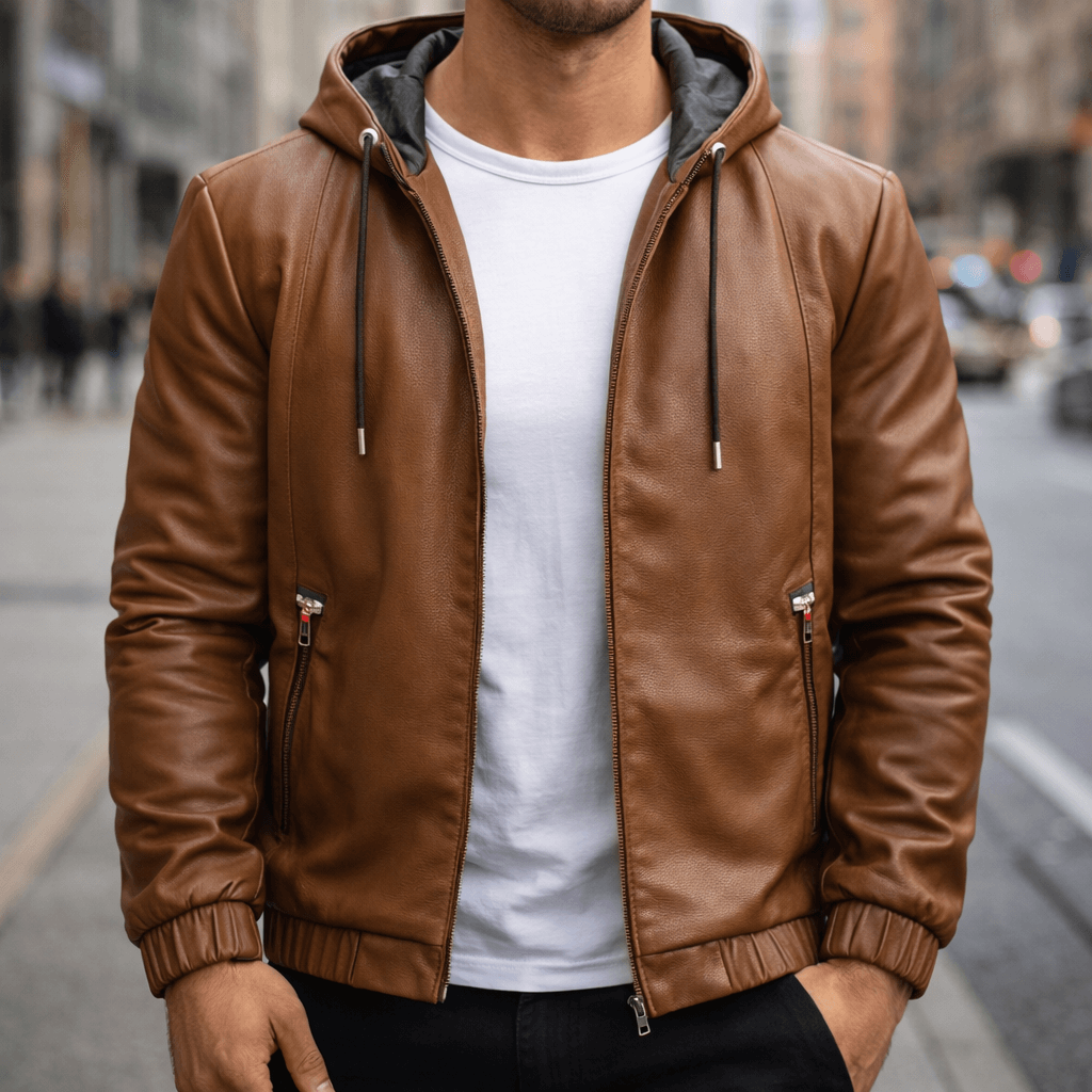 Herren-Bomberjacke mit Kapuze - Trendiger Freizeitlook mit praktischen Reißverschluss - J&B - 1 - Atelier-Zofia