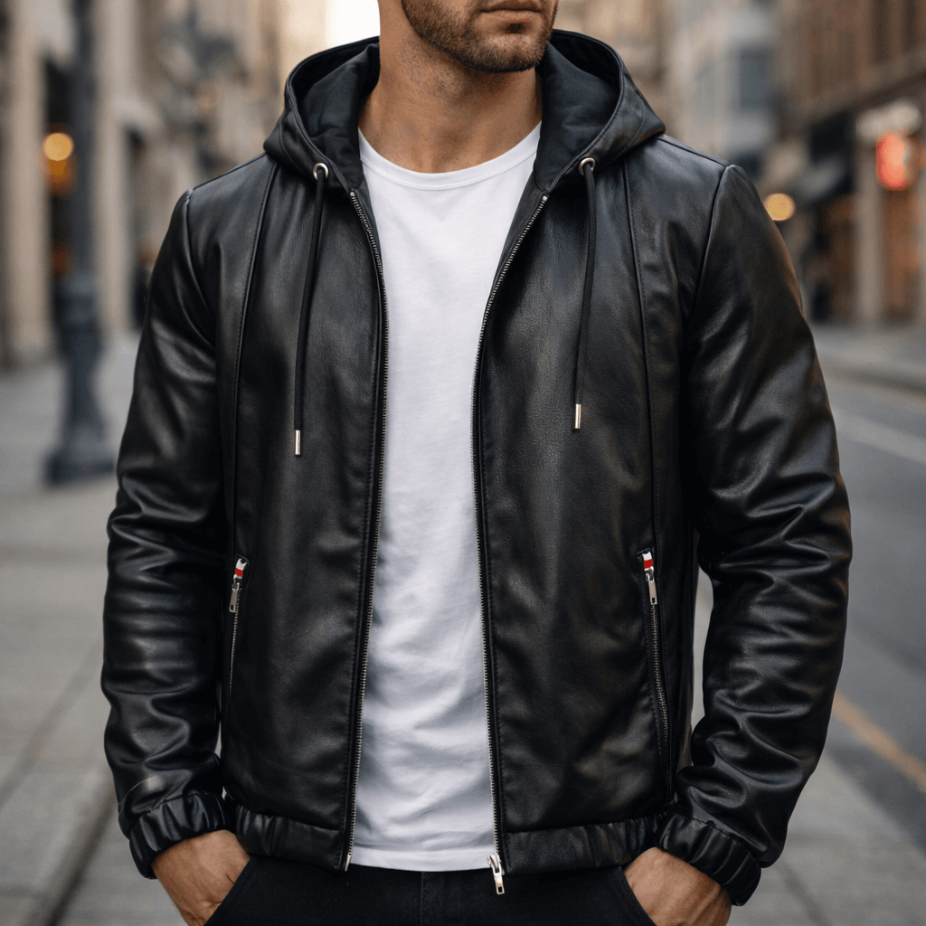Herren-Bomberjacke mit Kapuze - Trendiger Freizeitlook mit praktischen Reißverschluss - J&B - 4 - Atelier-Zofia
