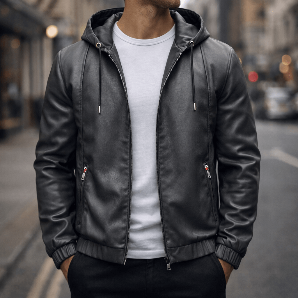 Herren-Bomberjacke mit Kapuze - Trendiger Freizeitlook mit praktischen Reißverschluss - J&B - 6 - Atelier-Zofia