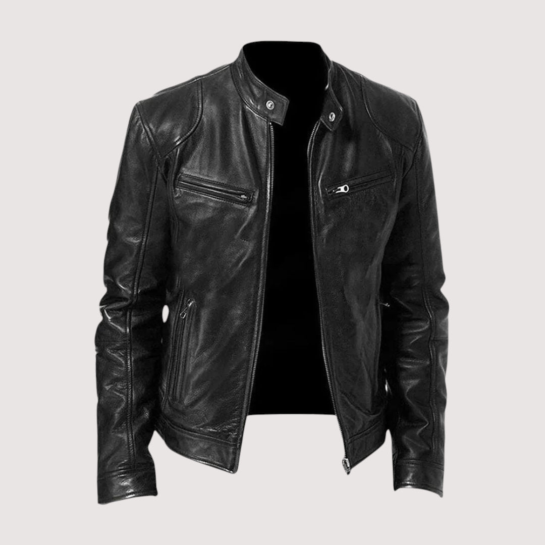 Herren Lederjacke – Elegante, strukturierte Passform mit praktischen Taschen von J&B - 2 - Atelier-Zofia
