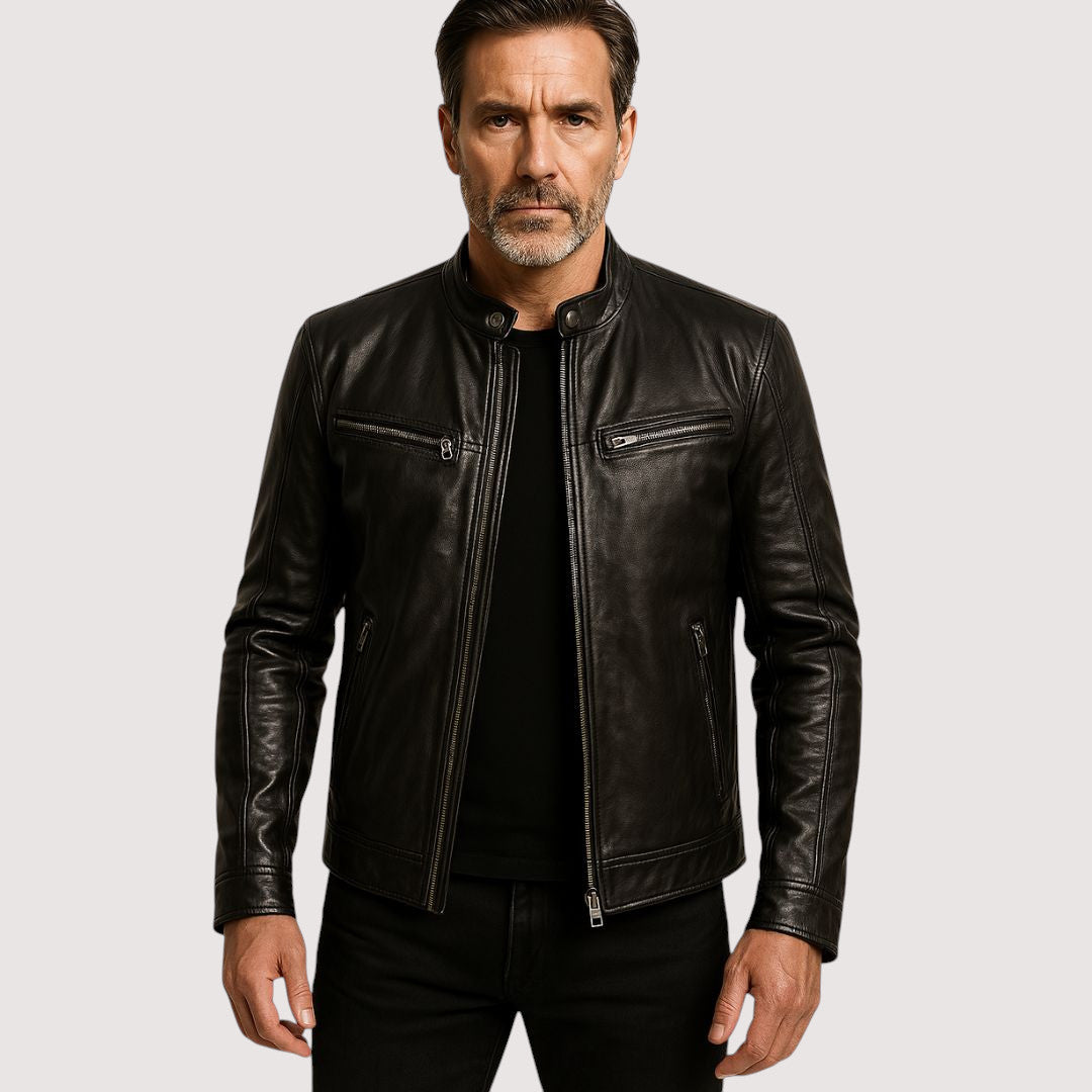 Herren Lederjacke – Elegante, strukturierte Passform mit praktischen Taschen von J&B - 6 - Atelier-Zofia