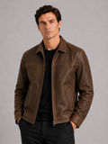Herren Lederjacke im klassischen Stil mit modernem Reißverschluss - J&B - 1 - Atelier-Zofia