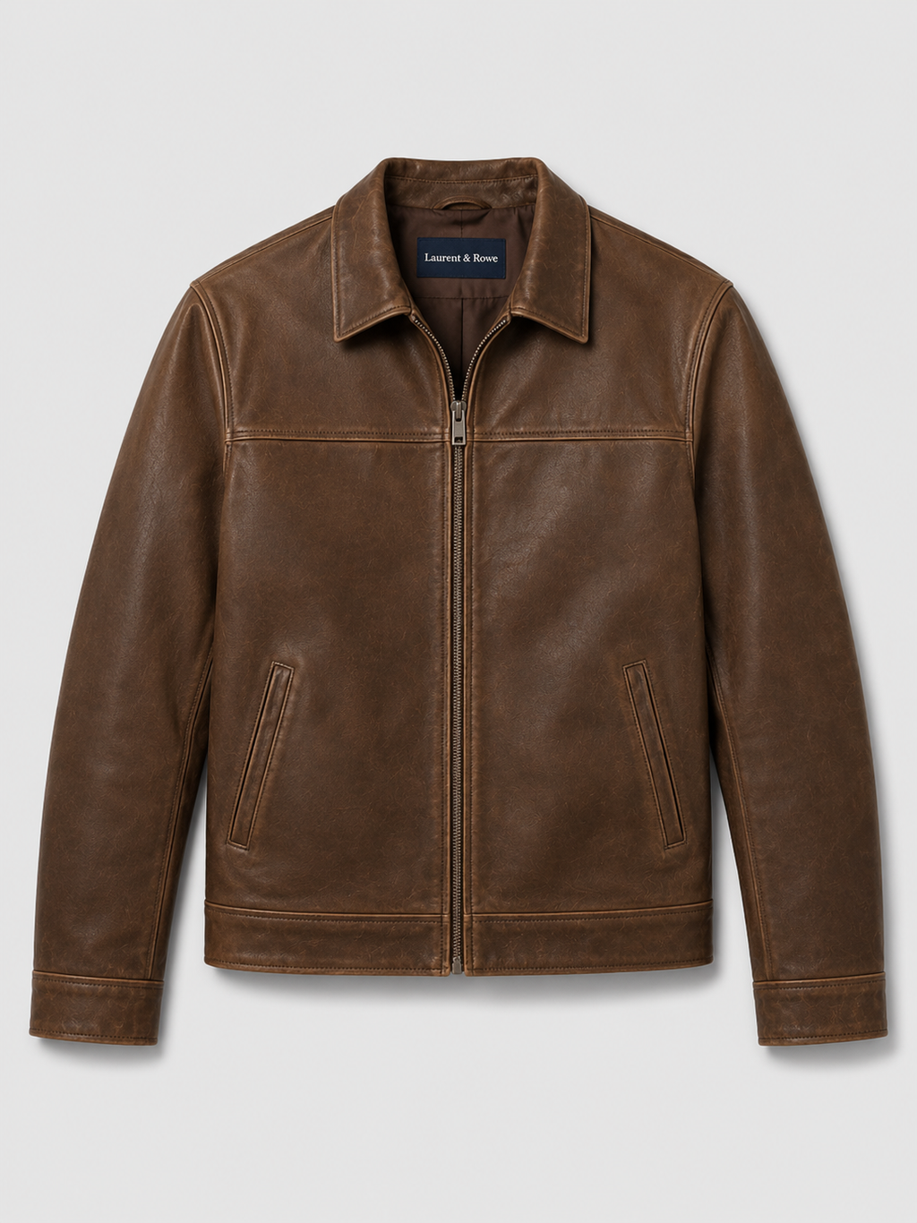 Herren Lederjacke im klassischen Stil mit modernem Reißverschluss - J&B - 2 - Atelier-Zofia