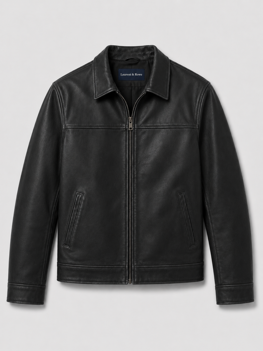 Herren Lederjacke im klassischen Stil mit modernem Reißverschluss - J&B - 8 - Atelier-Zofia