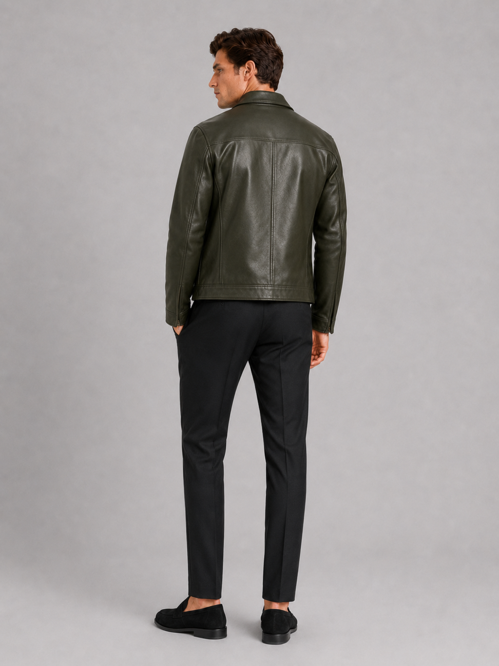 Herren Lederjacke im klassischen Stil mit modernem Reißverschluss - J&B - 16 - Atelier-Zofia