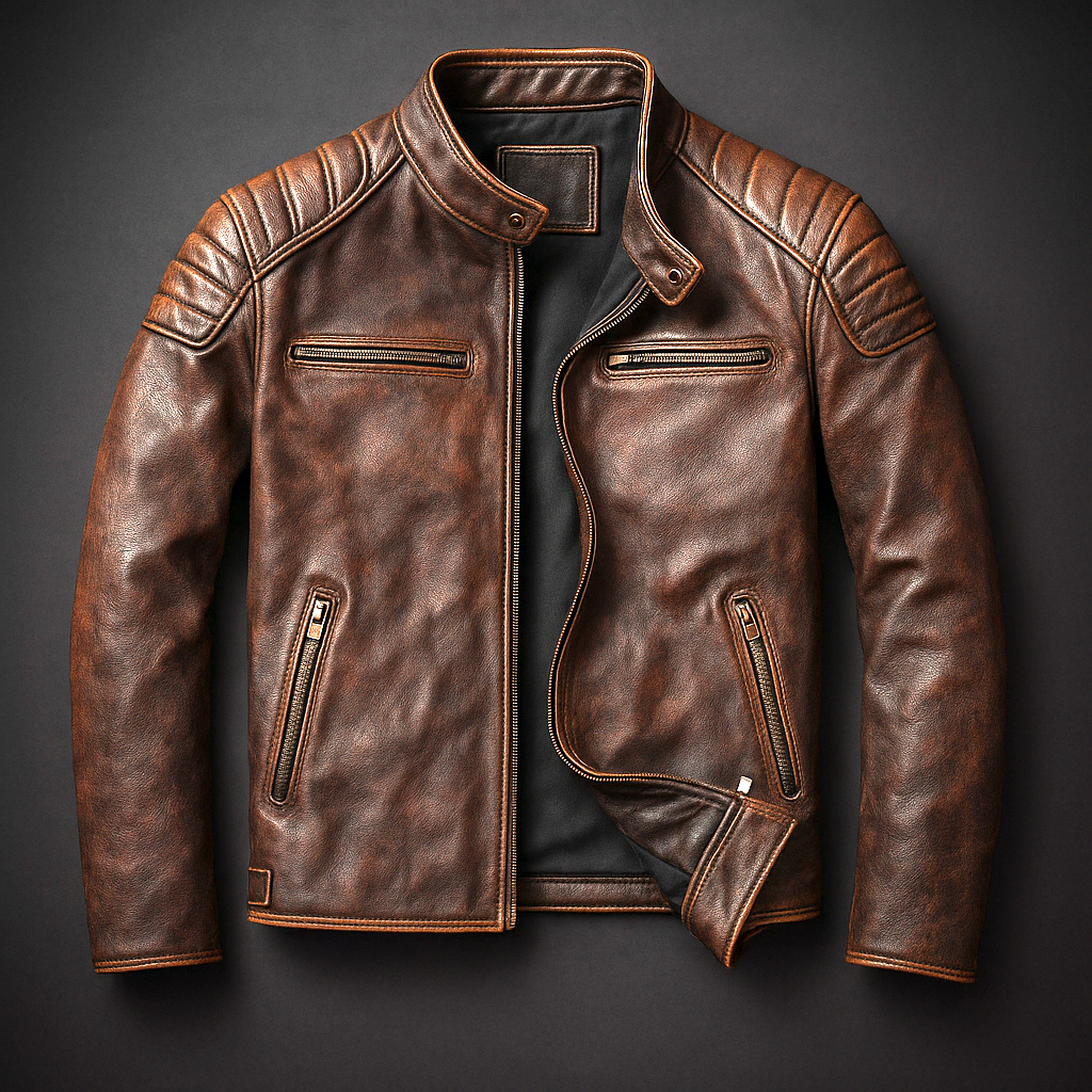 Herren Lederjacke – Modische Passform mit markanter Steppung an den Schultern - J&B - 2 - Atelier-Zofia