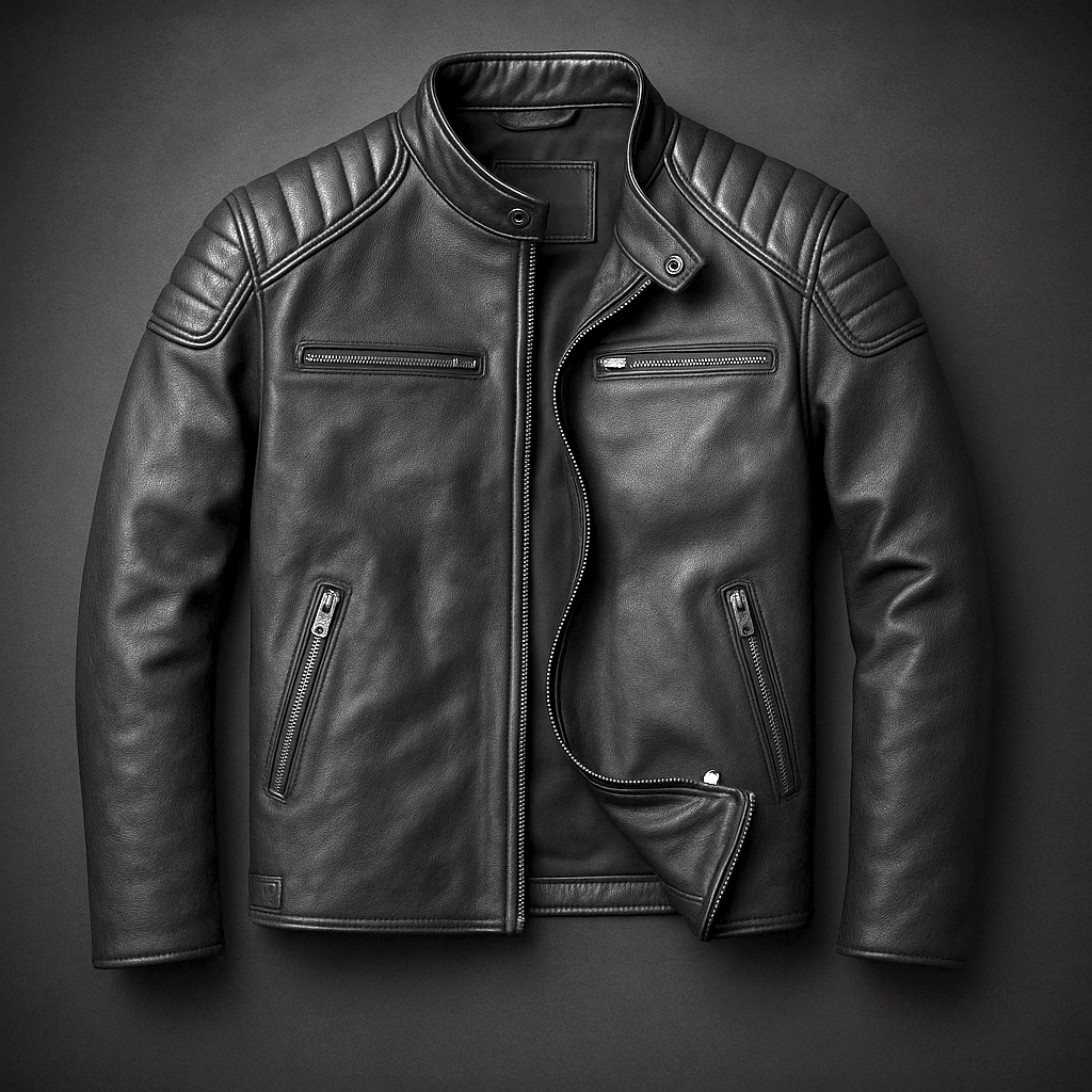 Herren Lederjacke – Modische Passform mit markanter Steppung an den Schultern - J&B - 3 - Atelier-Zofia
