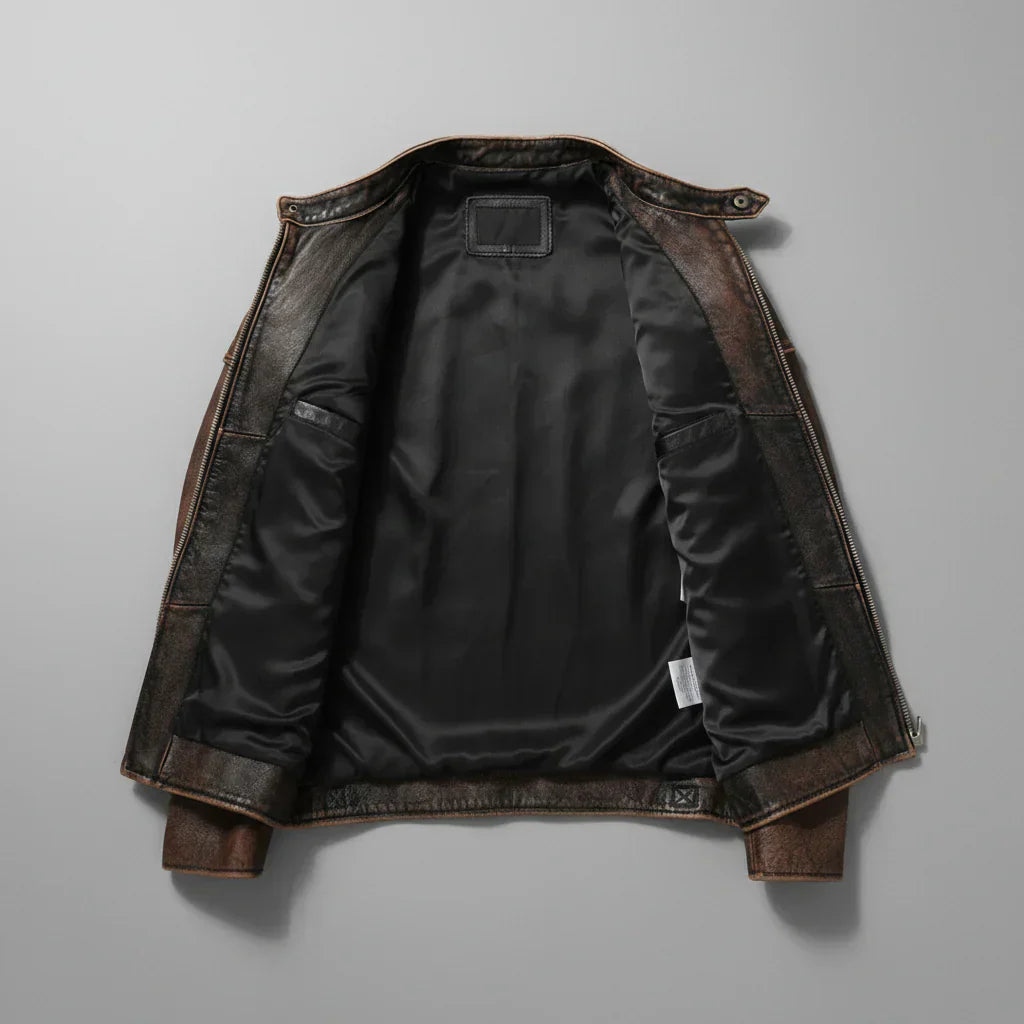 Herren Lederjacke – Modische Passform mit markanter Steppung an den Schultern - J&B - 7 - Atelier-Zofia