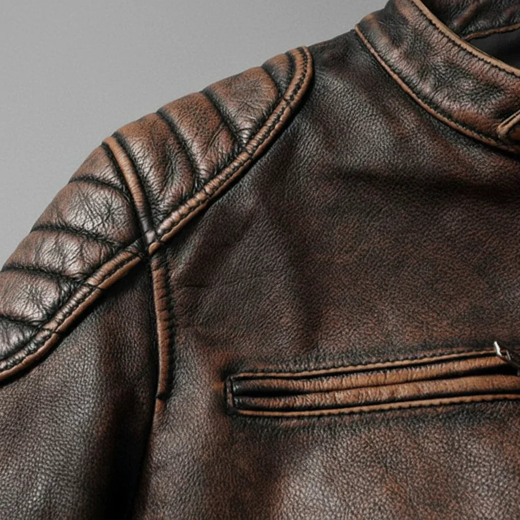 Herren Lederjacke – Modische Passform mit markanter Steppung an den Schultern - J&B - 8 - Atelier-Zofia