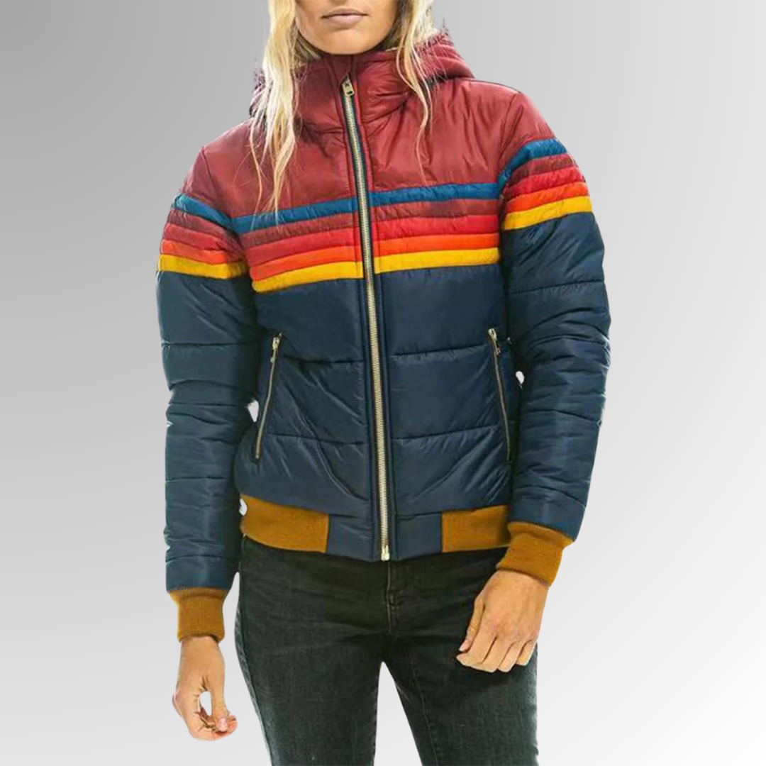Bunte Damen Steppjacke mit Reißverschluss - J&B für stilvolle Wintertage - 2 - Atelier-Zofia