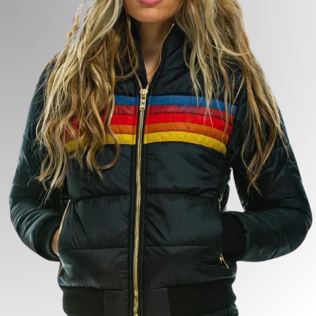 Bunte Damen Steppjacke mit Reißverschluss - J&B für stilvolle Wintertage - 3 - Atelier-Zofia