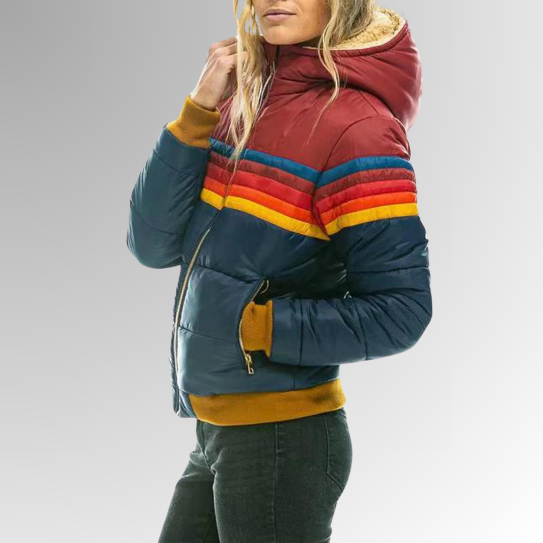 Bunte Damen Steppjacke mit Reißverschluss - J&B für stilvolle Wintertage - 4 - Atelier-Zofia